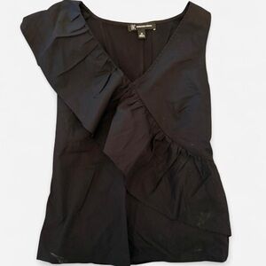 INC International Concepts Black Ruffle Top